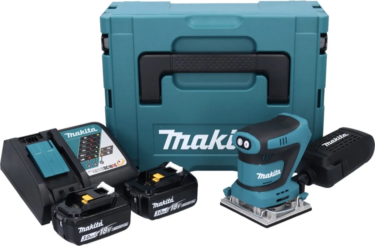 Makita DBO482RFJ Vlakschuurmachine 18V - 112x102mm - 2x 3.0Ah + Lader + Makpac