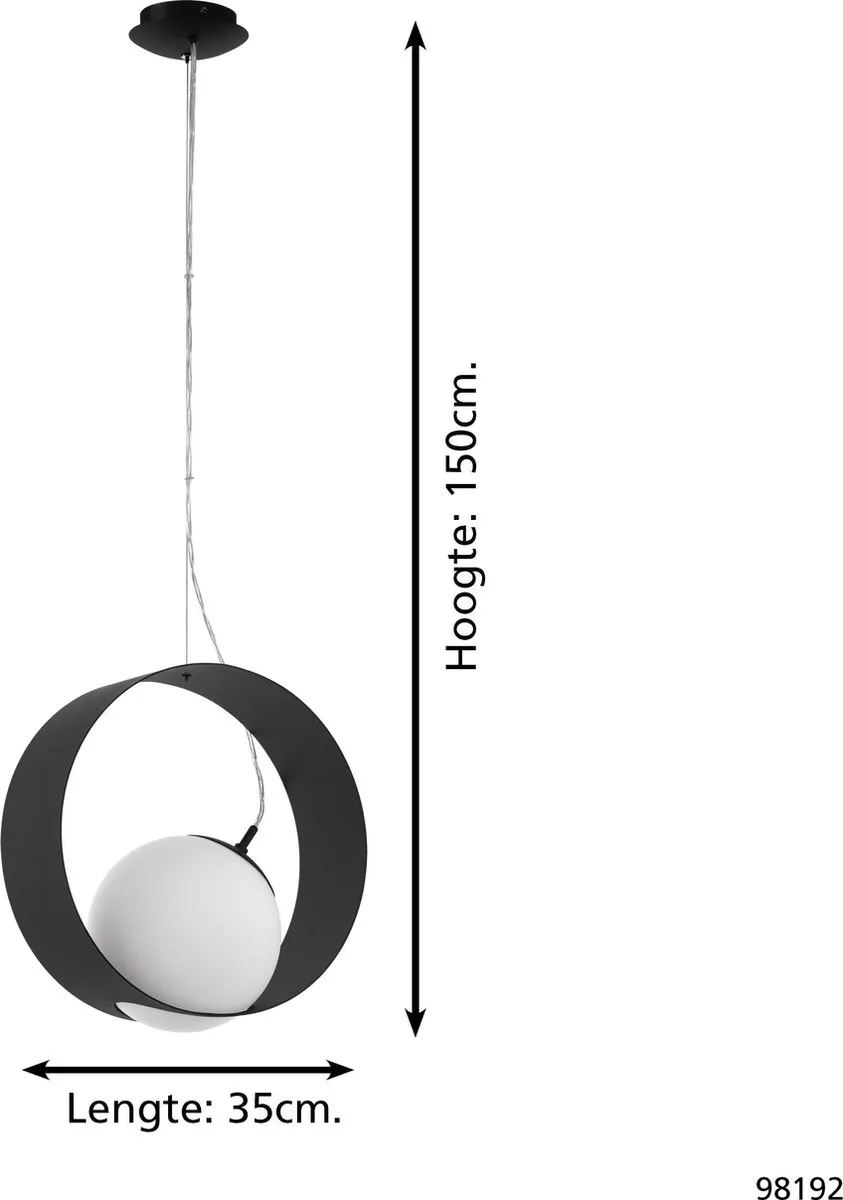 Eglo Camargo Hanglamp E27 - Zwart