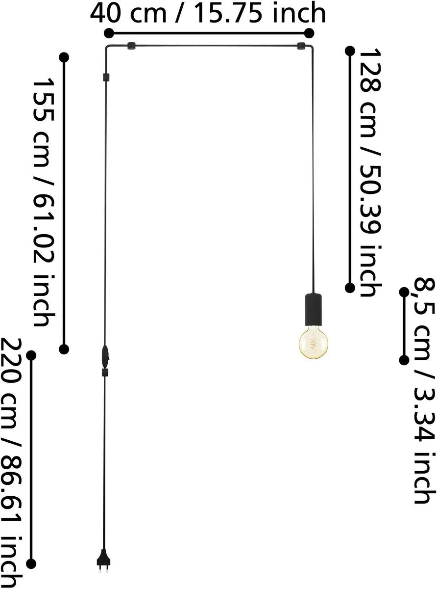 Eglo Pinetina Hanglamp E27 - Staal Zwart