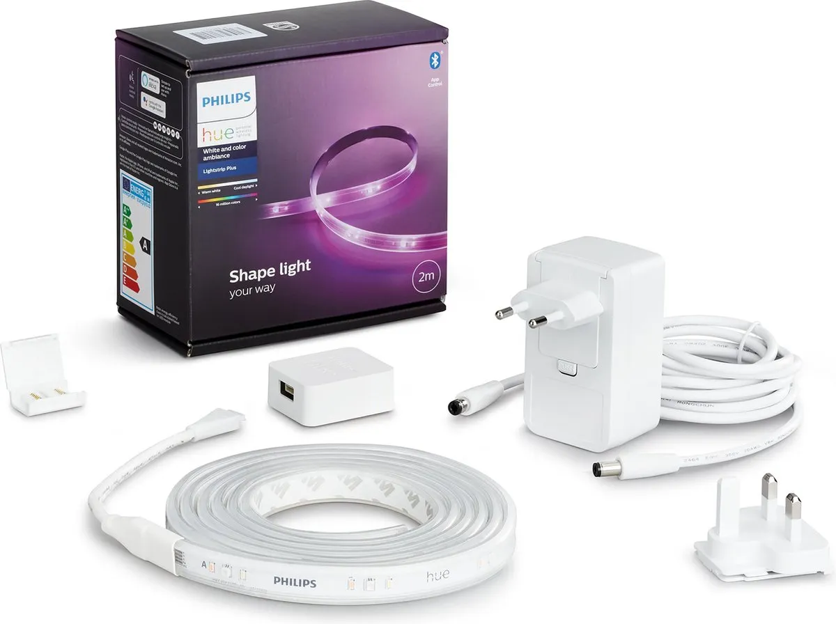 Philips Hue Lightstrip Plus 2m Basis - Wit & Kleurrijk Licht 20W