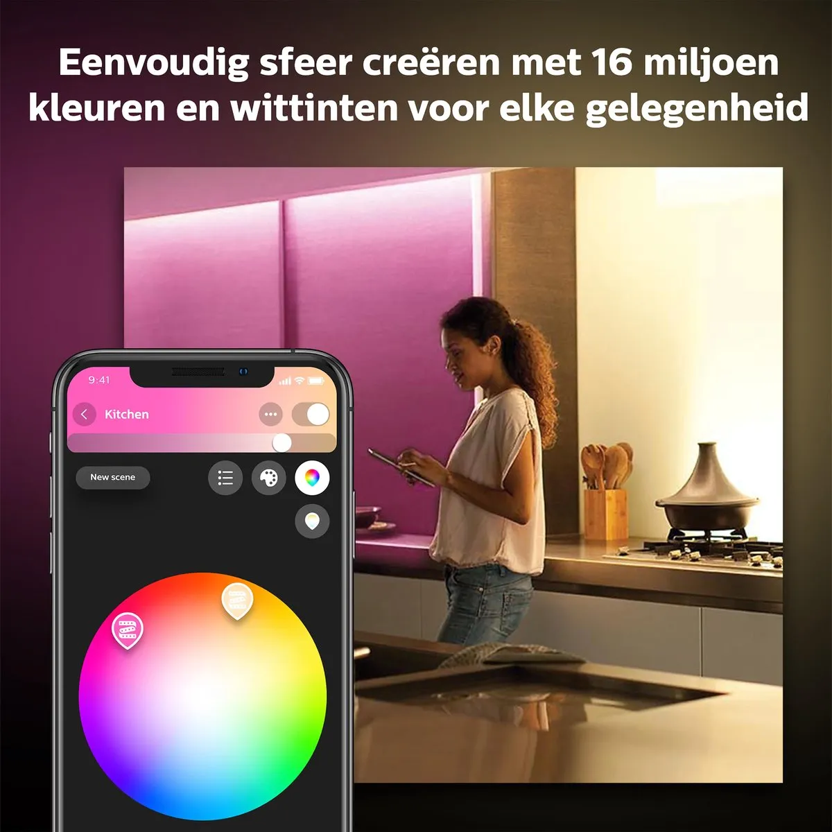 Philips Hue Lightstrip Plus 2m Basis - Wit & Kleurrijk Licht 20W