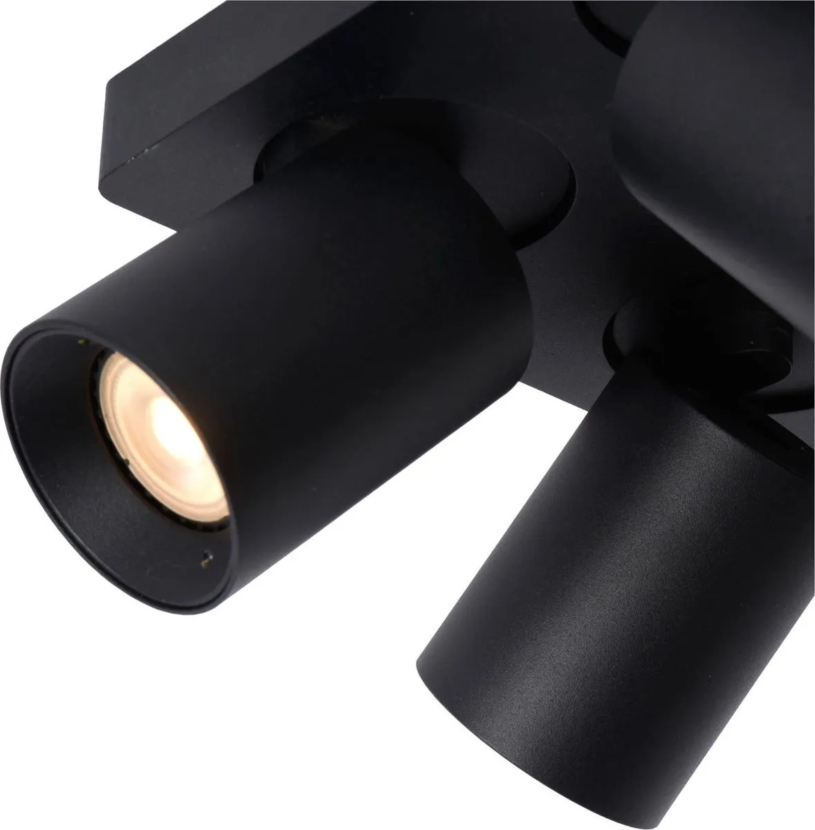 Lucide Nigel Plafondspot LED Dim-to-Warm GU10 4x5W - Zwart
