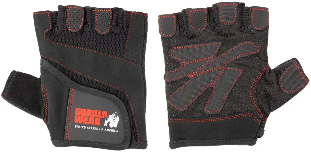 Gorilla Wear Fitness Handschoenen Zwart/Rode Stiksels L