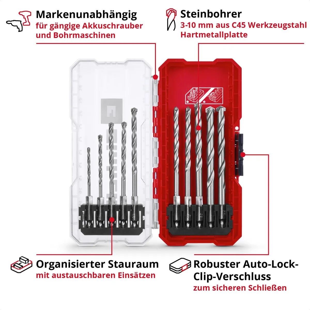 Einhell 108743 Steen-spiraalboorset Metaal 10-delig