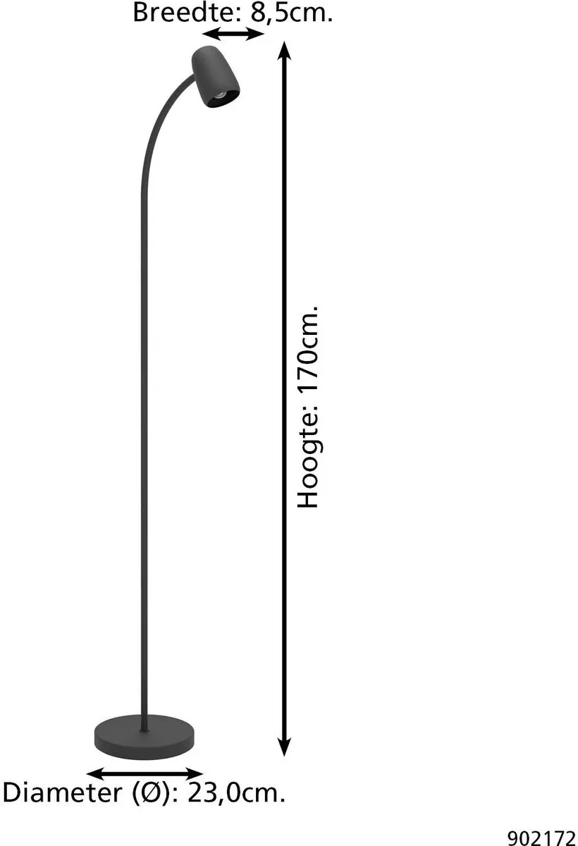 Eglo Carlo Vloerlamp E14 - 170cm - Zwart - afbeelding 6 van 6