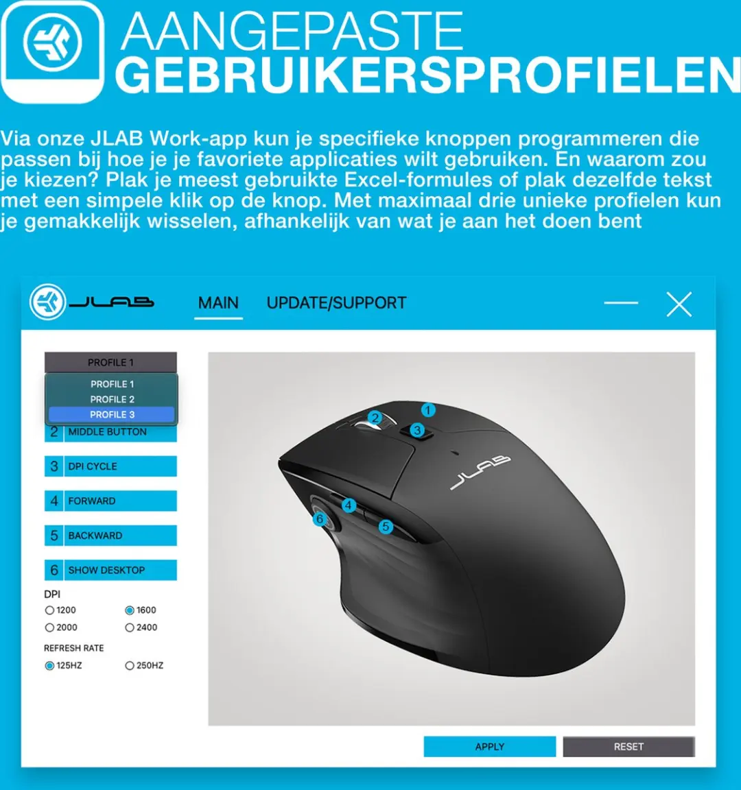 JLab Jbuds MJBMOUSERBLK124 Draadloze Muis - Zwart