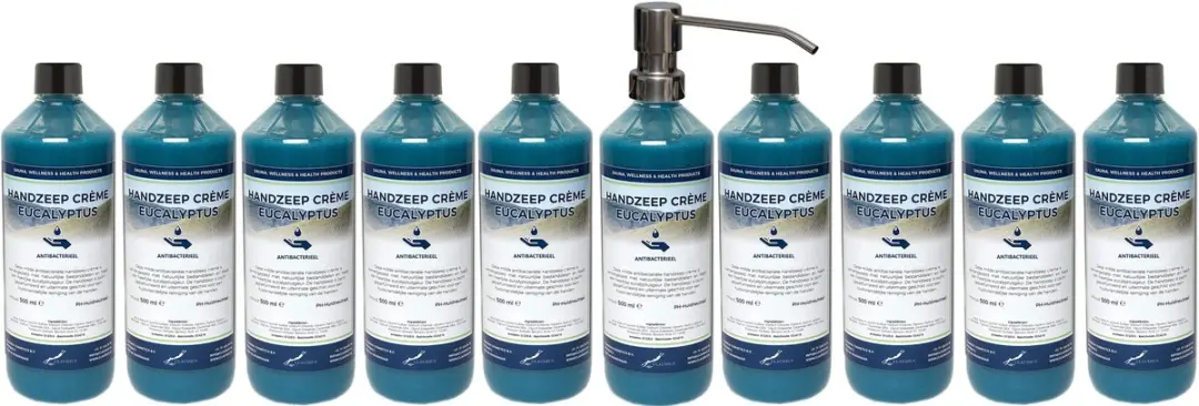 Splashbox Cosmetics Handzeep Crème Eucalyptus 500ml - Set van 10