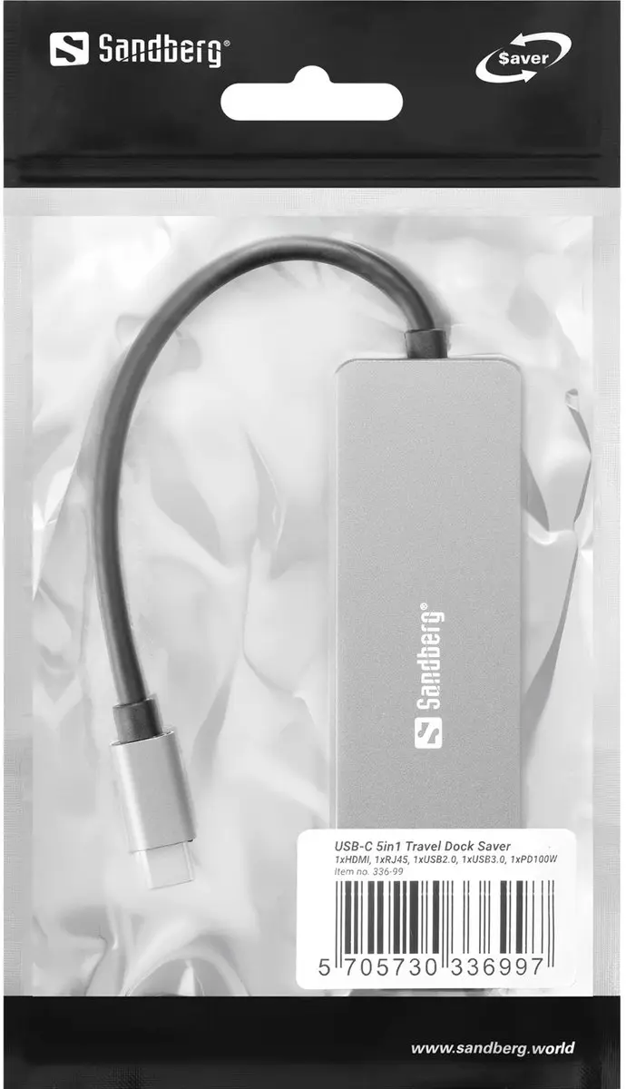 Sandberg 336-99 Laptop Dock & Poortreplicator - USB 3.2 Gen 1 - Zilver