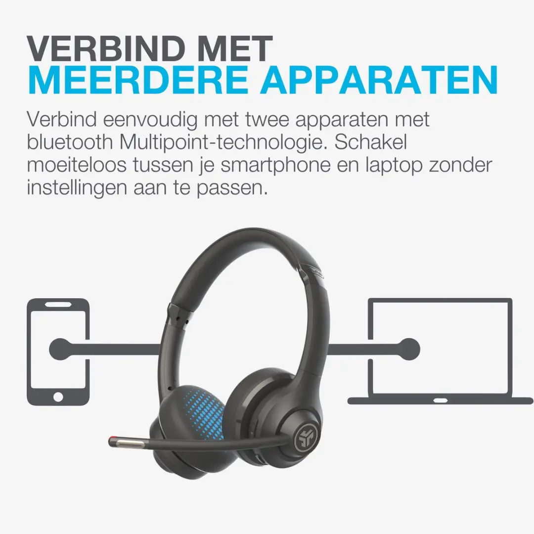 JLab Go Work Headset - Bluetooth - 55 uur - USB-C - Zwart - afbeelding 6 van 6