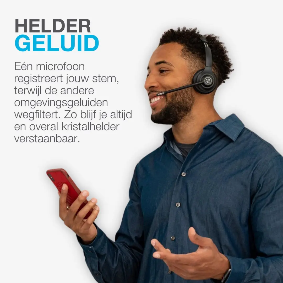 JLab Go Work Headset - Bluetooth - 55 uur - USB-C - Zwart