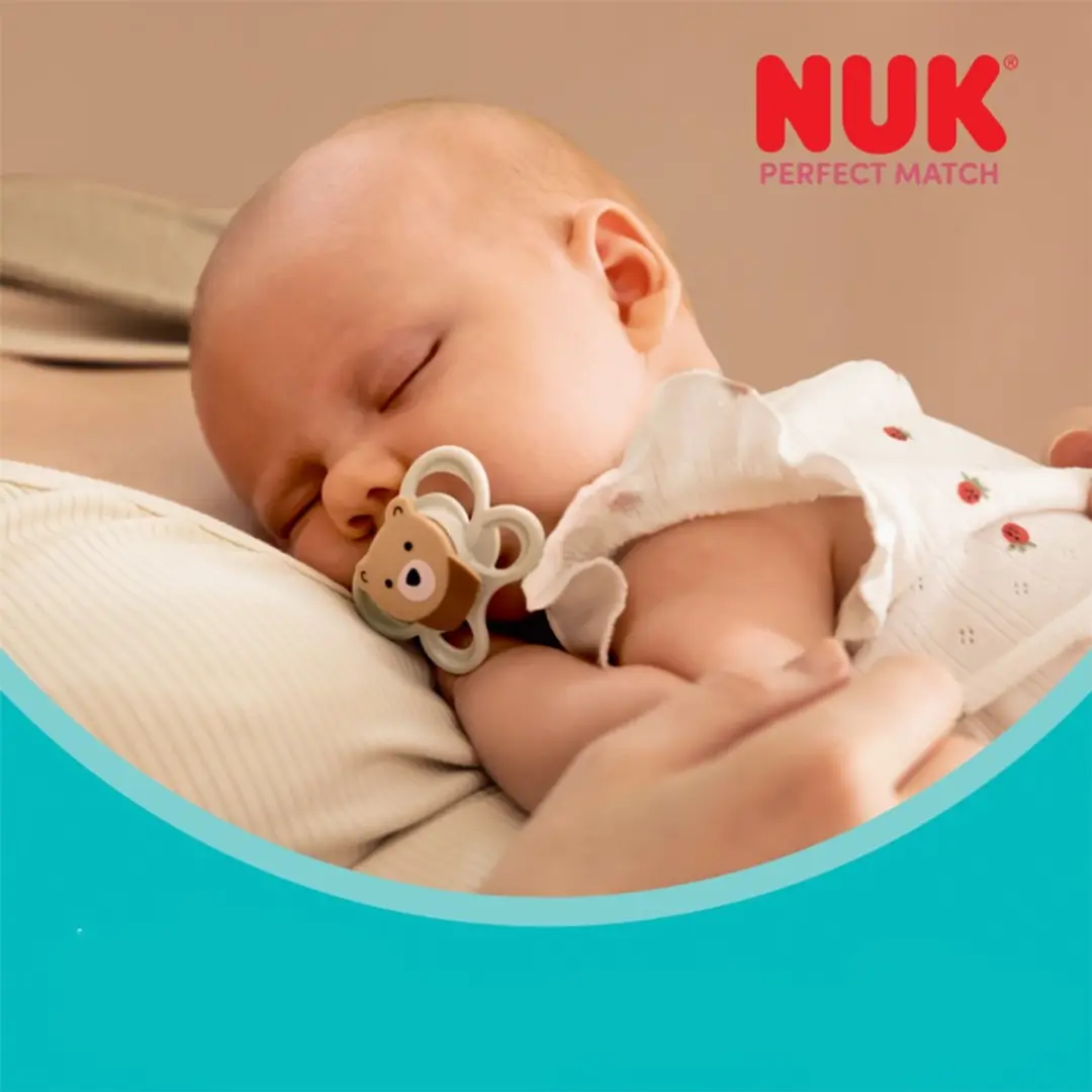 NUK Perfect Match Luchtfopspeen Disney Beer 0-6m - Grijs