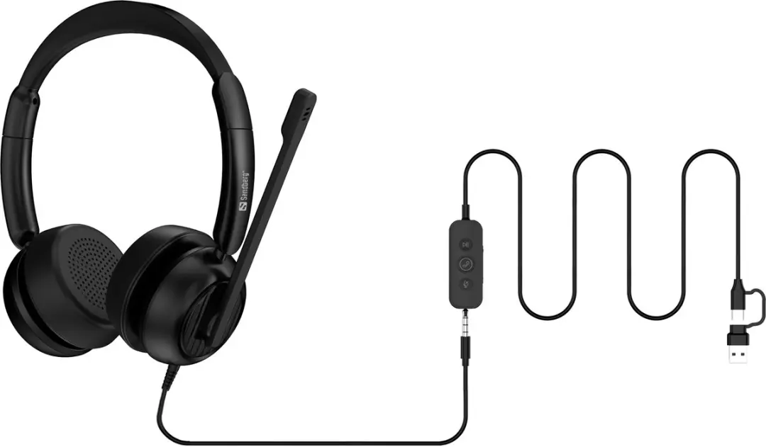 Sandberg 126-54 Hoofdtelefoon Bedraad - USB Type-C/A - Zwart