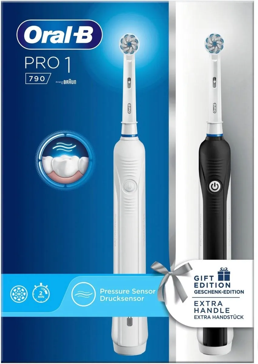 Oral-B Pro 1 790 Elektrische Tandenborstel - 2 Stuks - Zwart/Wit