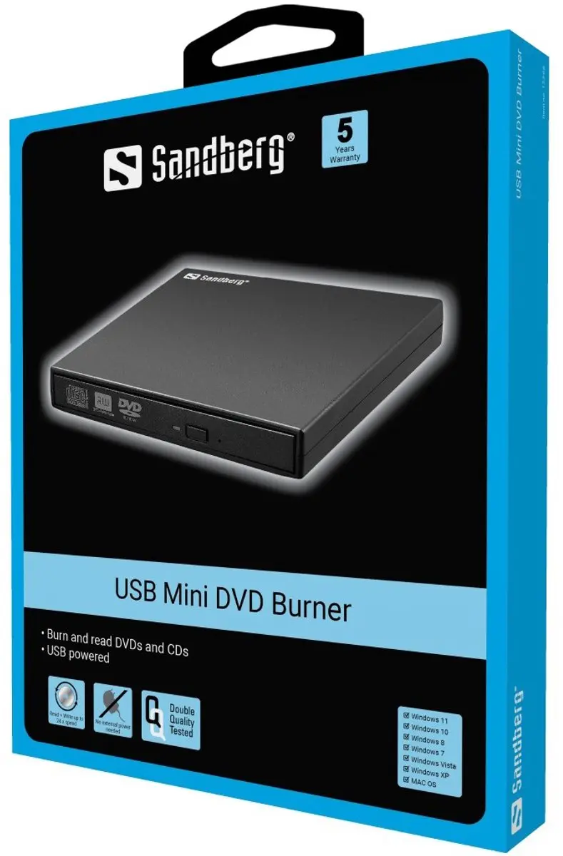 Sandberg 133-66 USB Mini DVD Burner - Zwart