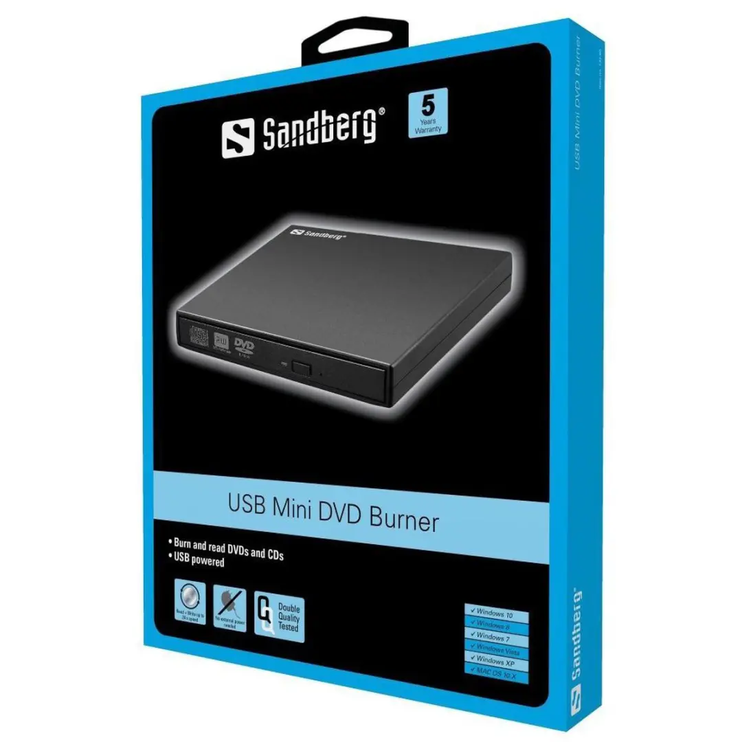 Sandberg 133-66 USB Mini DVD Burner - Zwart