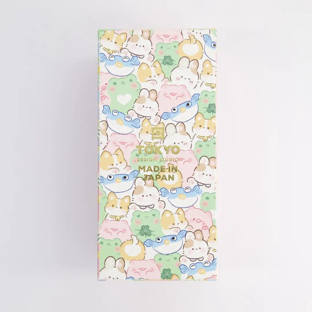 Tokyo Design Studio Kawaii Rijstkommen Set Gelukskat 4 Stuks - MU-8007/B - Blauw/Roze