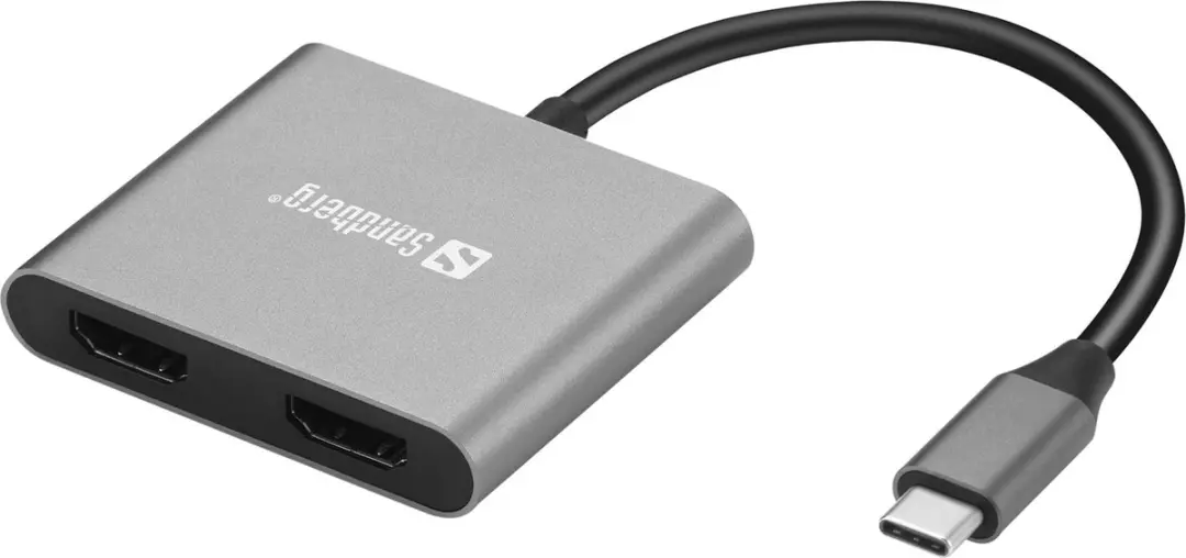 Sandberg 136-44 USB-C naar 2x HDMI Adapter - Grijs - afbeelding 6 van 6