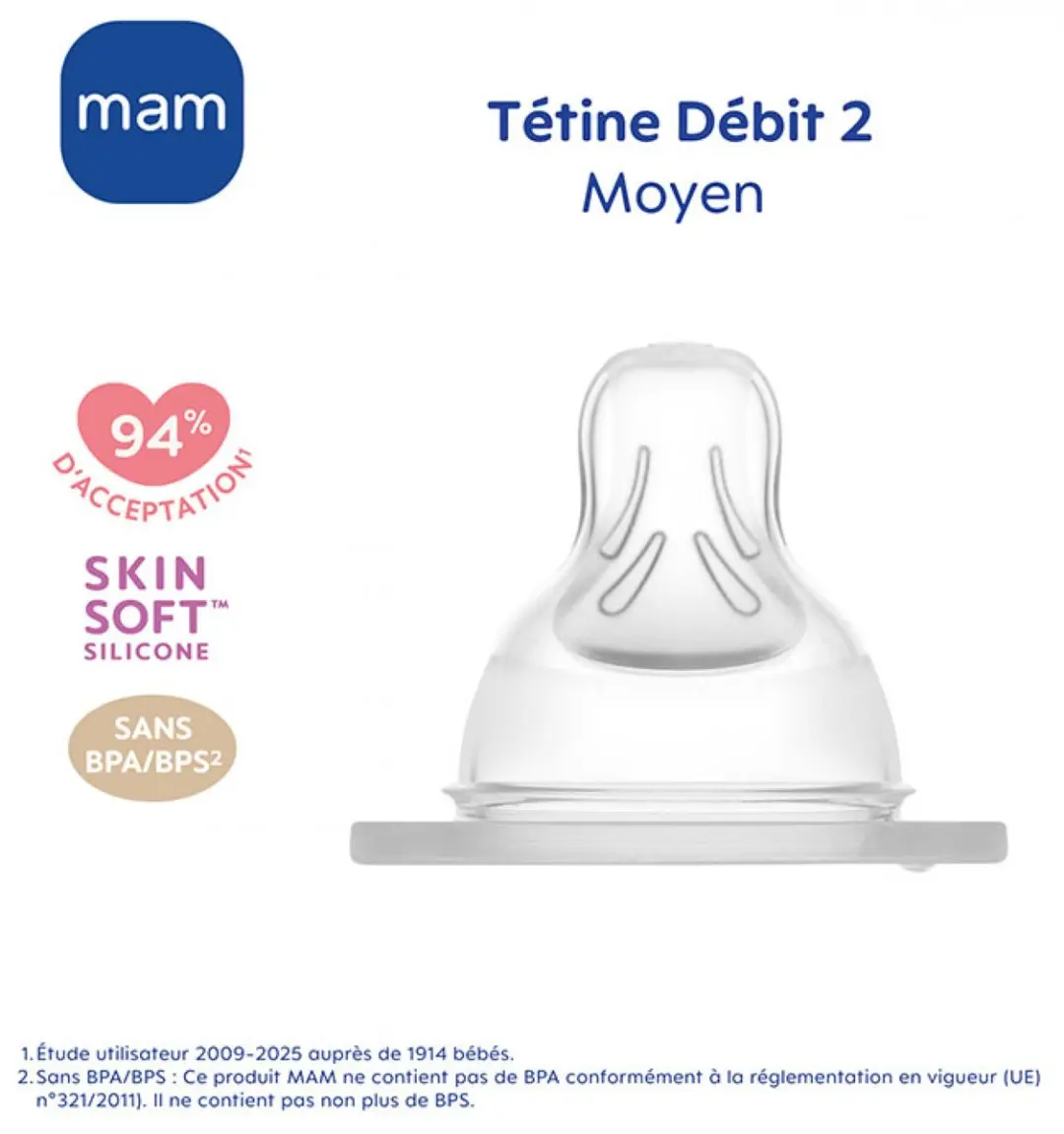 MAM 2 Middenstroom Spenen - 2 Stuks - Transparant