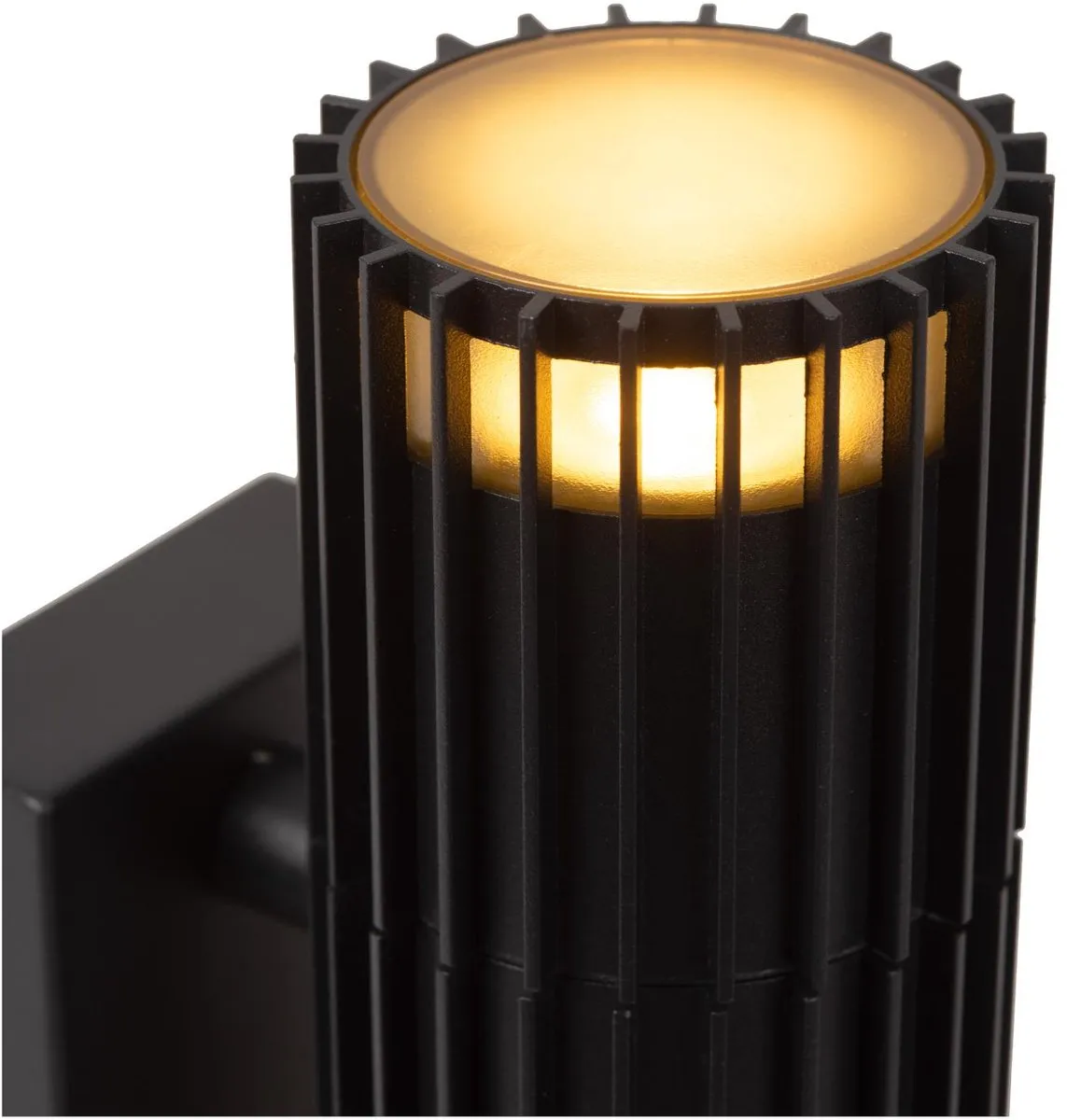 Lucide Timbala Wandspot 2xGU10 - IP44 - Beweging & Dag/Nacht Sensor - Zwart