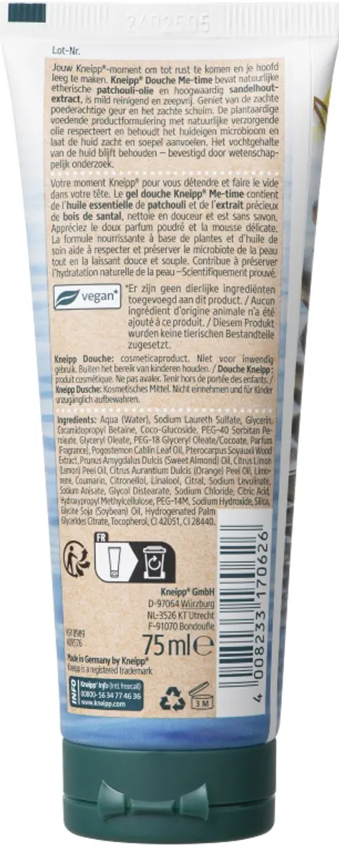 Kneipp Doucheolie Patchouli Sandelhout 75ml