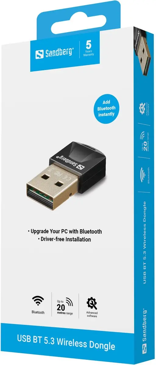 Sandberg 134-34 USB Bluetooth 5.0 Dongle - Zwart