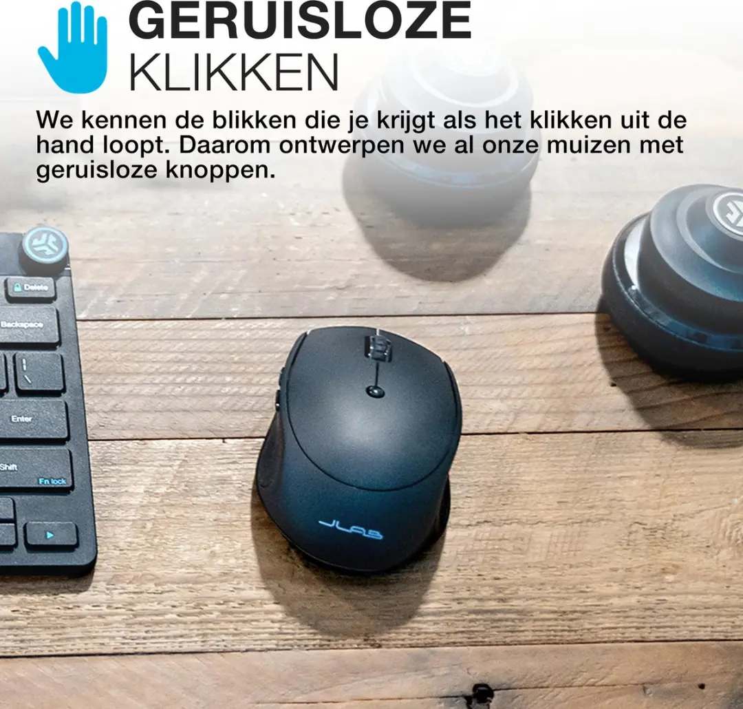 JLab Go Charge MGOCHRGMSRBLK124 Draadloze Muis - Zwart