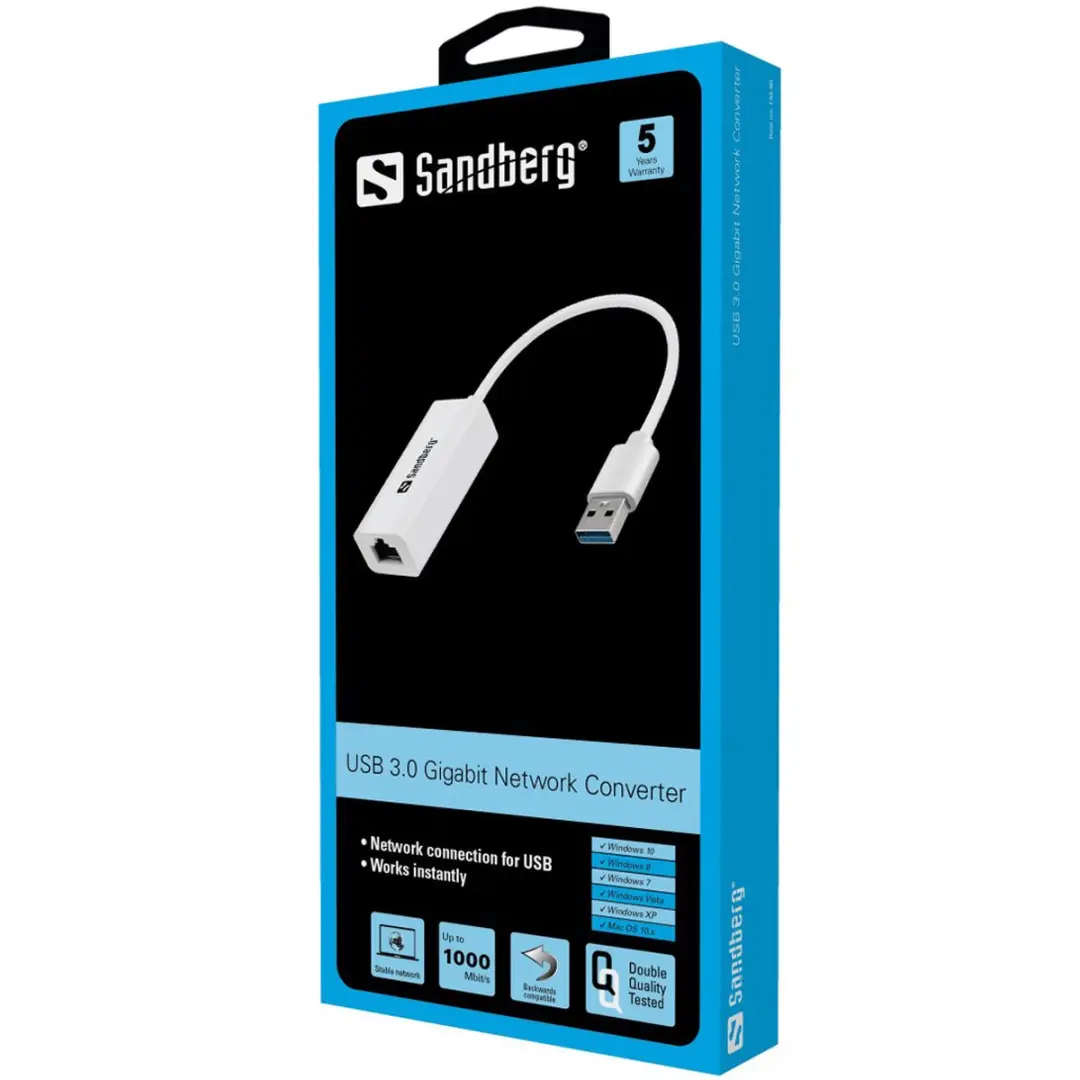 Sandberg USB3.0 Gigabit Netwerkadapter - Wit