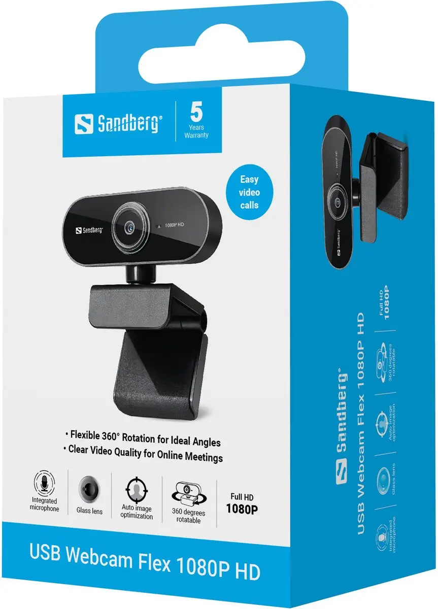Sandberg Flex Webcam 1920x1080 - 133-97 - Zwart