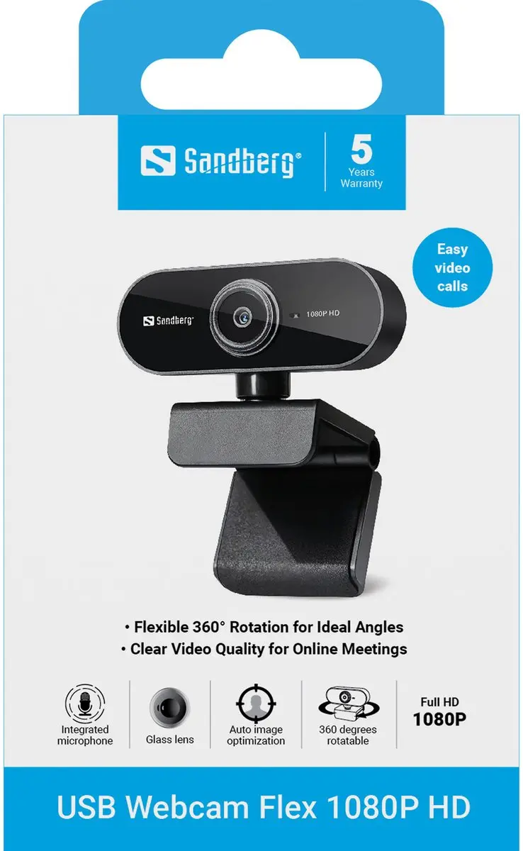 Sandberg Flex Webcam 1920x1080 - 133-97 - Zwart