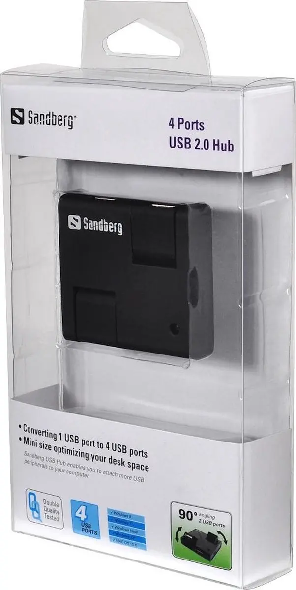 Sandberg 133-67 USB Hub 4 Poorten - Zwart