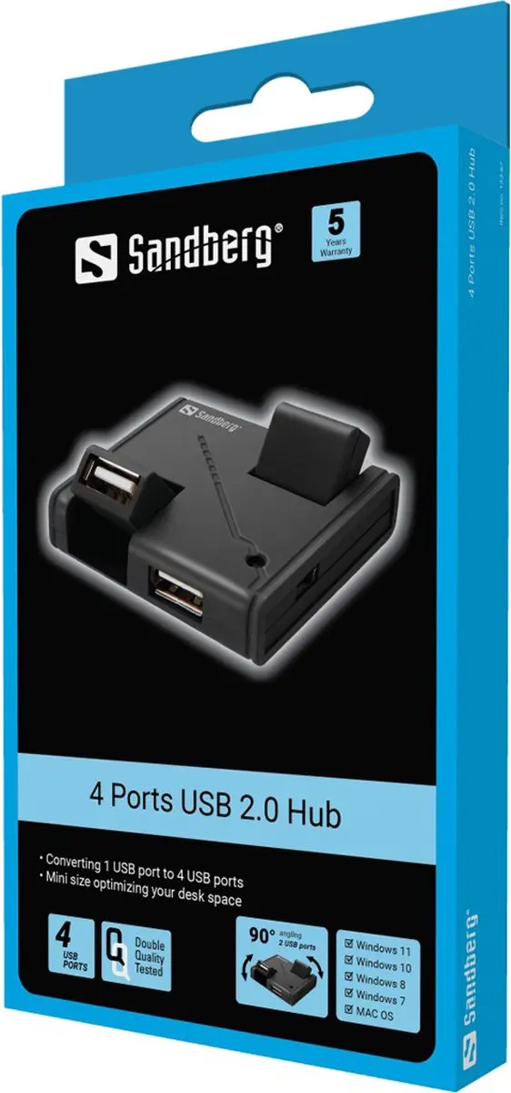 Sandberg 133-67 USB Hub 4 Poorten - Zwart