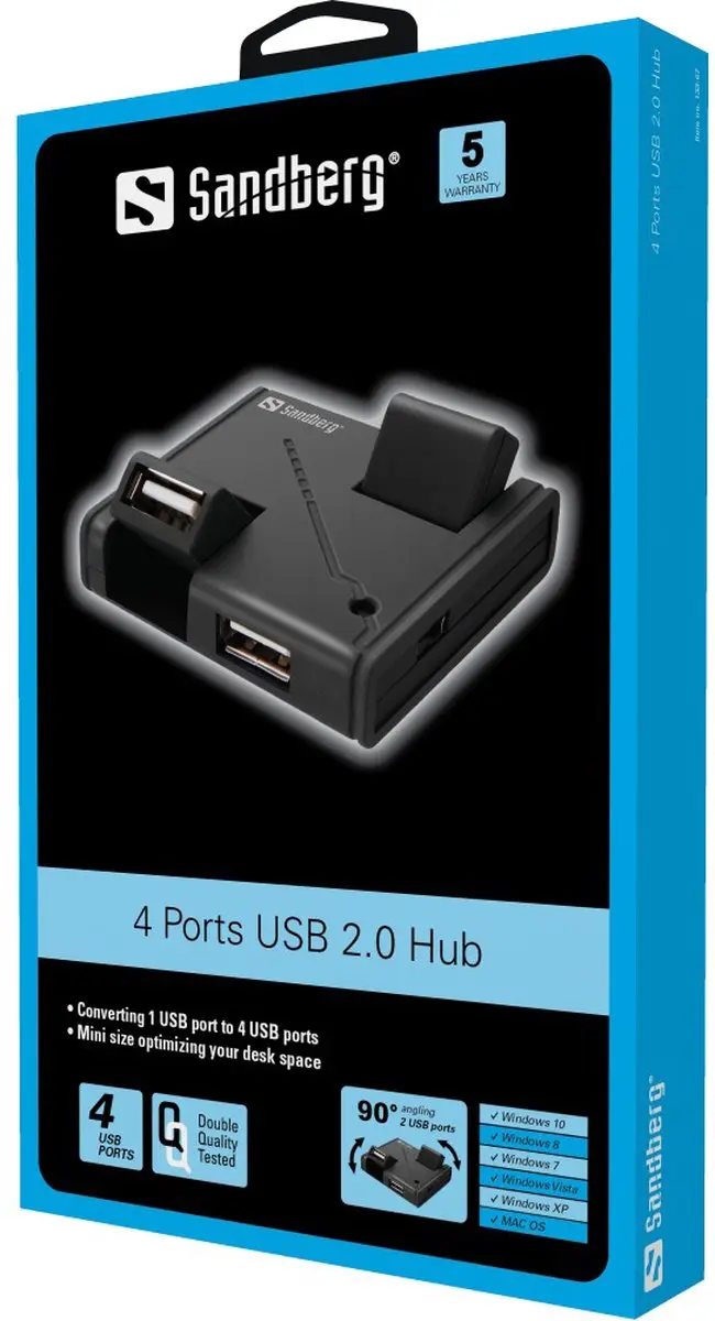 Sandberg 133-67 USB Hub 4 Poorten - Zwart