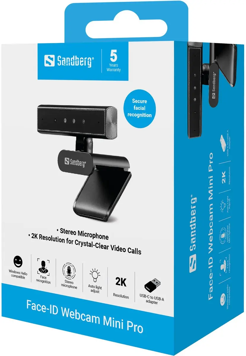 Sandberg 134-44 Webcam 5MP USB-C - Zwart