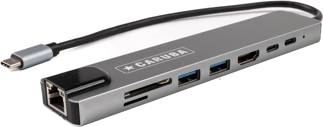 Caruba D248181 USB-C Hub 8-in-1 - Grijs