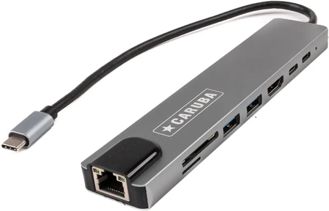 Caruba D248181 USB-C Hub 8-in-1 - Grijs