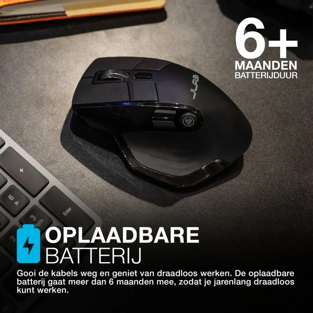 JLab Epic MEPICMOUSERBLK124 Draadloze Muis - Zwart