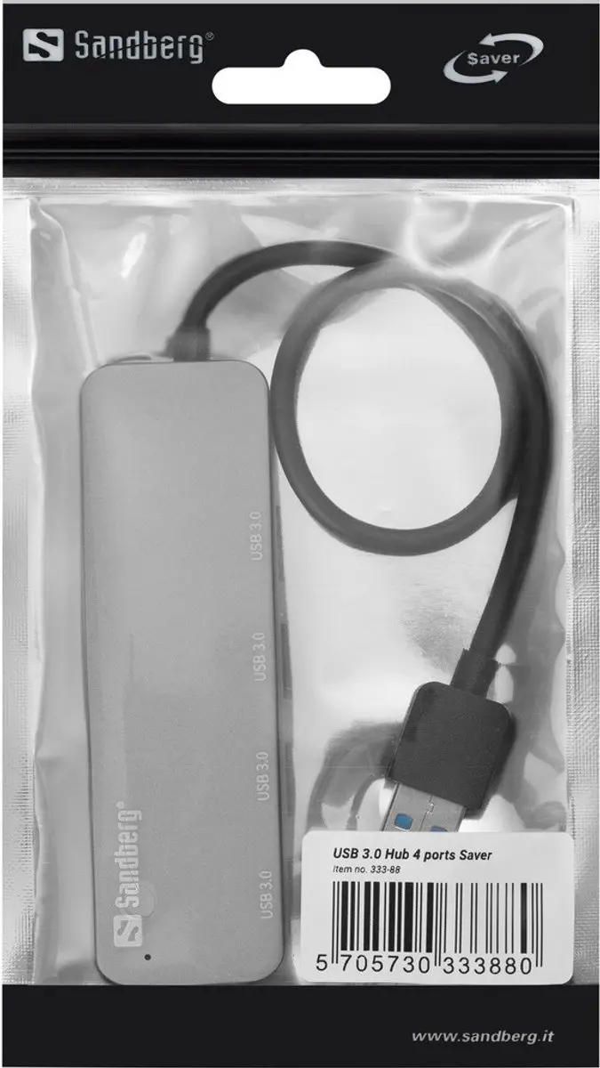 Sandberg 333-88 USB 3.0 Hub - 4 Poorten - Zilver