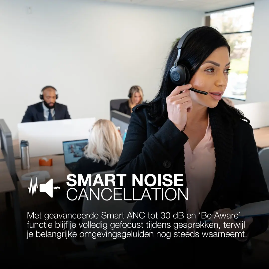 JLab Epic Work Headset IEUHBEPICWORKRBLK63 - 90u Batterij - USB-C Dock - Zwart
