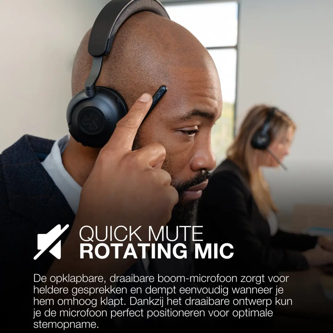 JLab Epic Work Headset IEUHBEPICWORKRBLK63 - 90u Batterij - USB-C Dock - Zwart