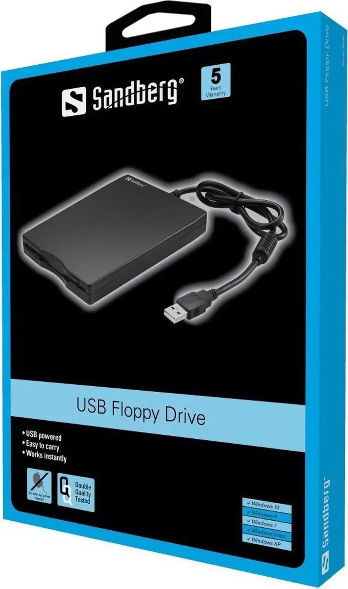 Sandberg 133-50 USB Floppy Disk Mini Reader - Zwart