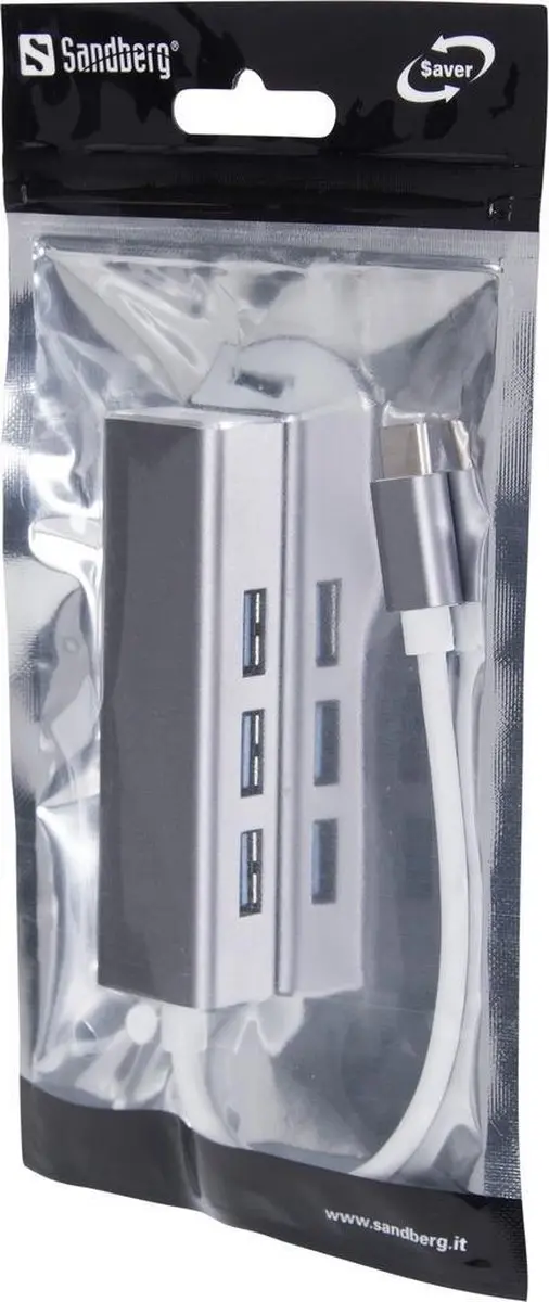 Sandberg 336-20 USB-C naar 4x USB 3.0 Hub - Zilver