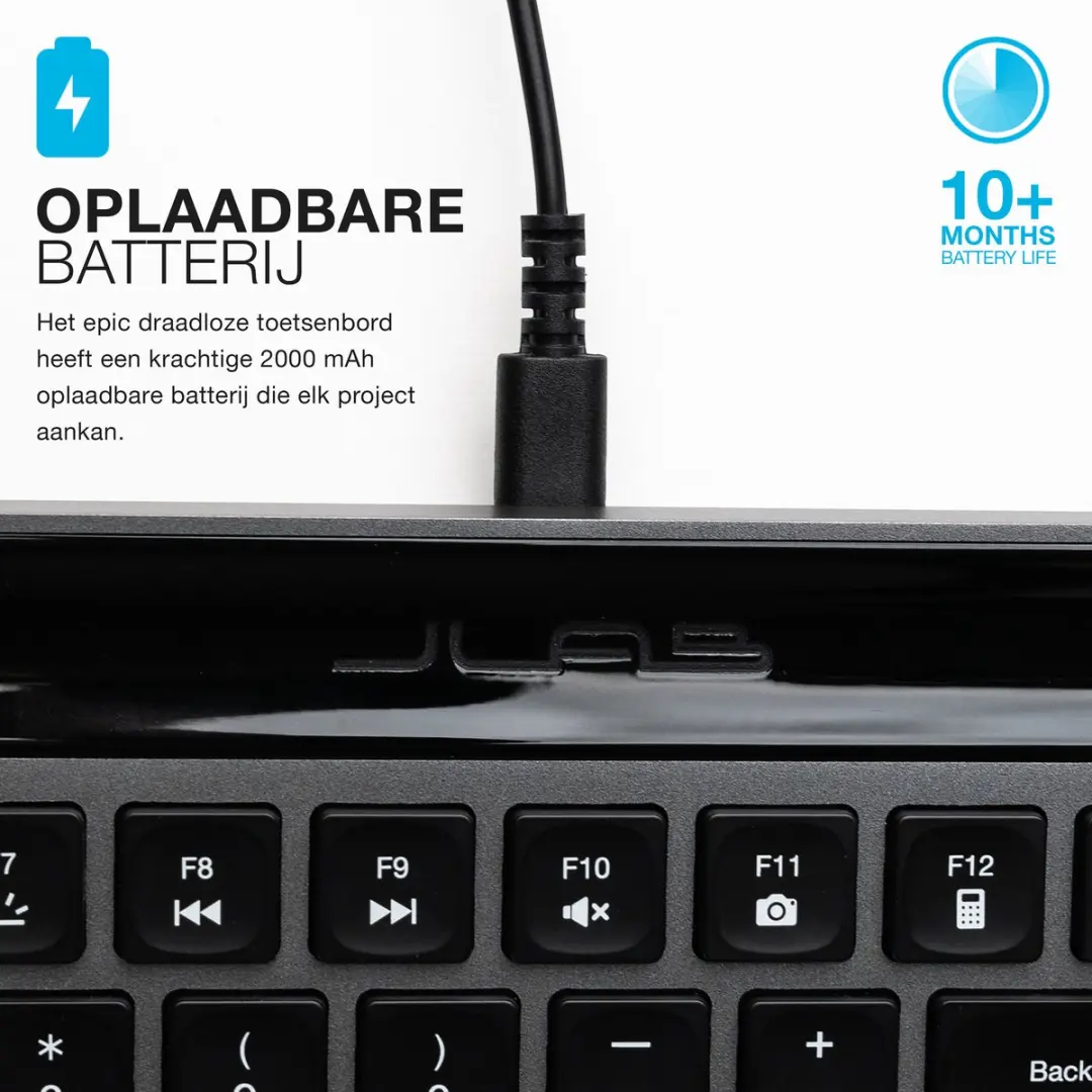 JLab Epic KEPICKEYRBLK4 Draadloos Toetsenbord - Zwart