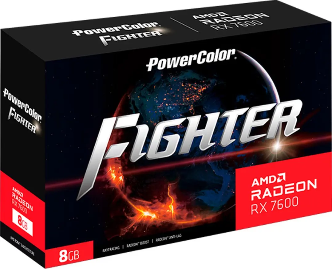 PowerColor Fighter RX7600 8G-F Videokaart - 8GB GDDR6 - Zwart