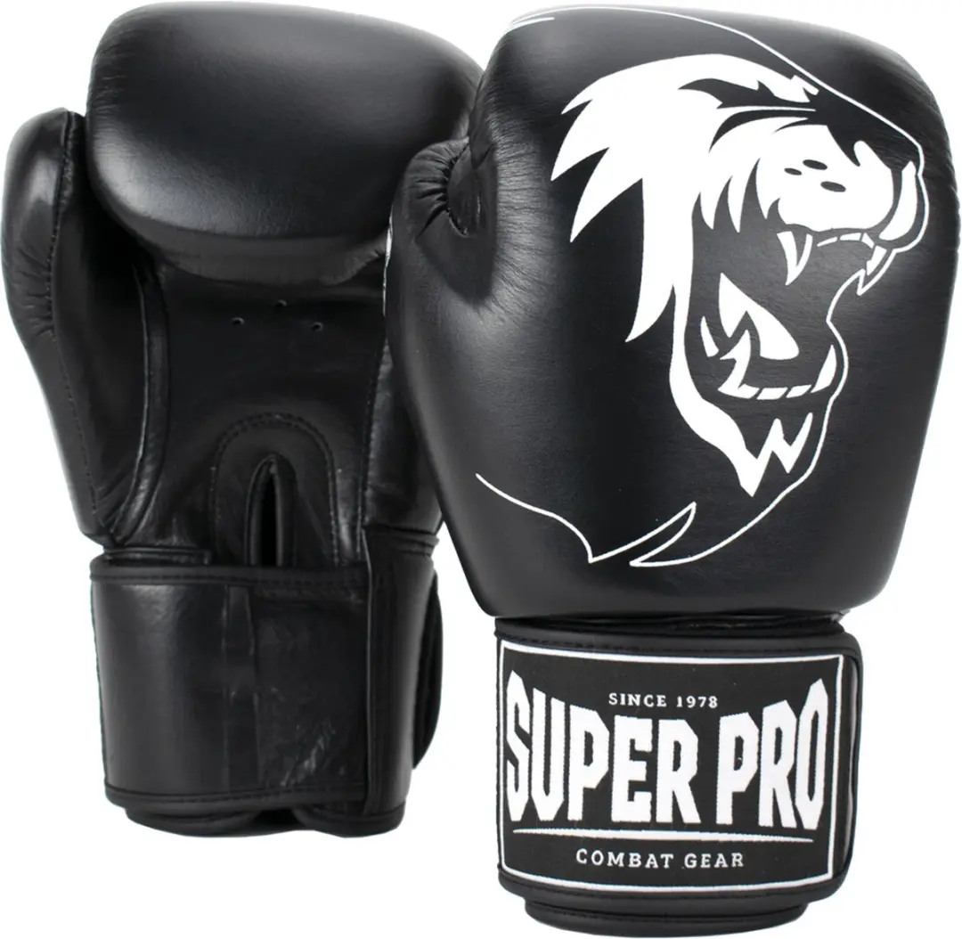 Super Pro Warrior Lederen Bokshandschoenen 6oz - Zwart/Roze