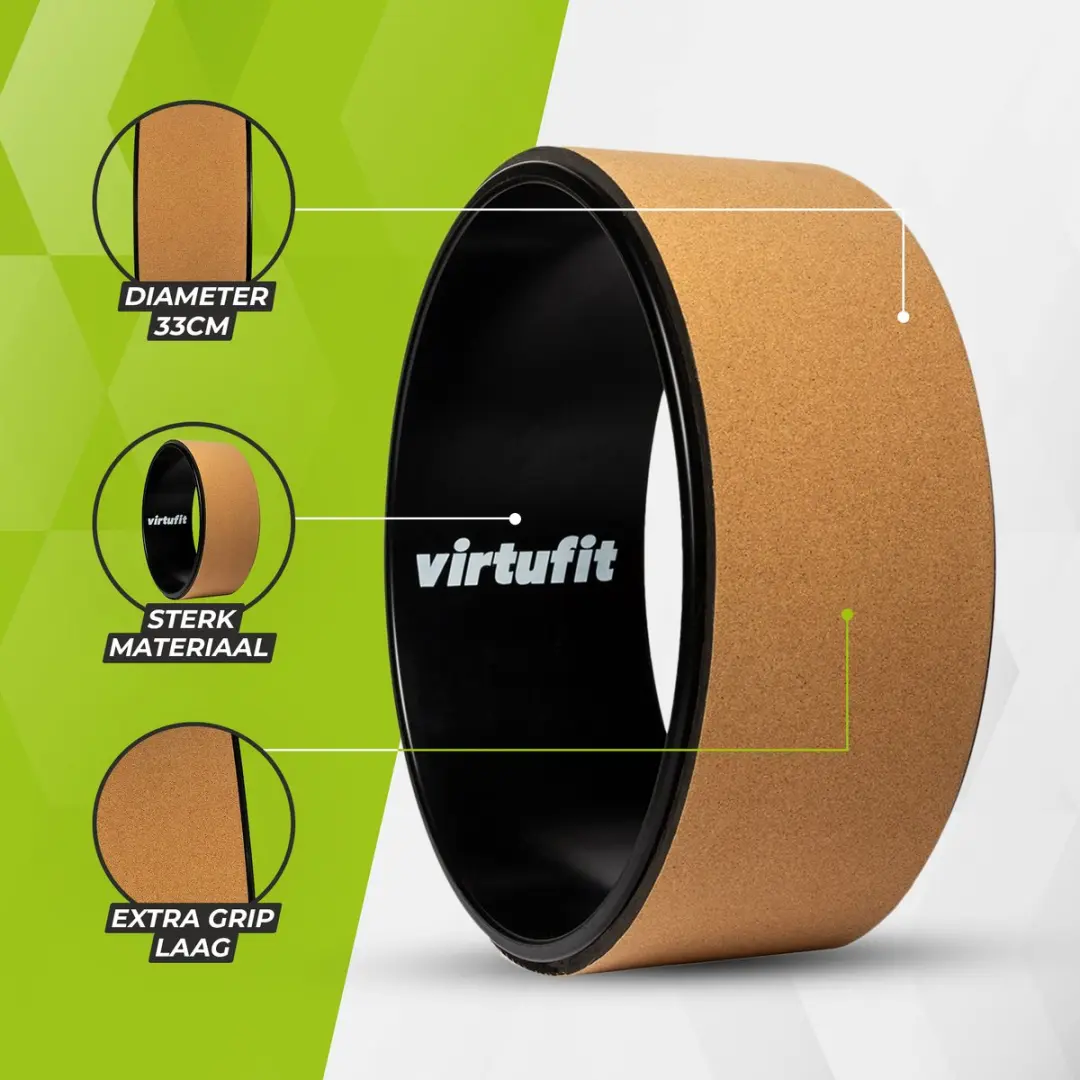 VirtuFit Premium Kurk Yoga Wiel 33cm