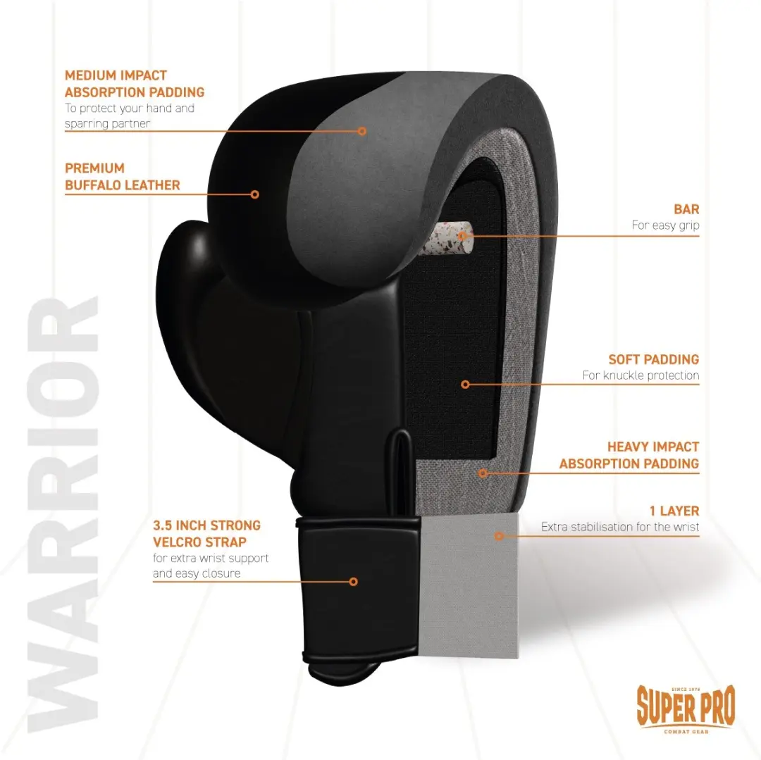 Super Pro Combat Gear Warrior Bokshandschoenen 16oz - Zwart/Wit