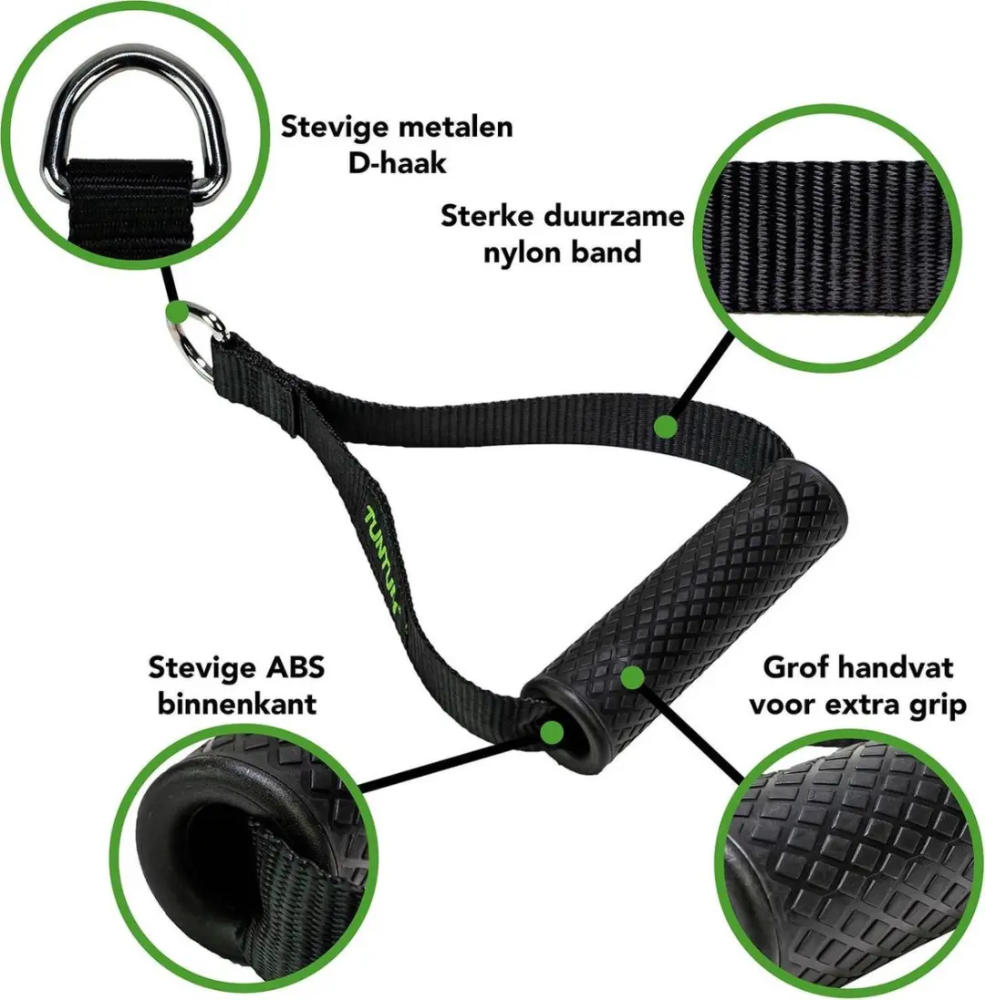 Tunturi Strap Handle met D-ring - Per paar - Zwart