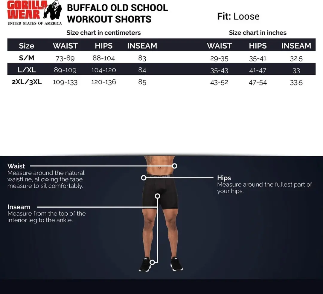 Gorilla Wear Buffalo Old School Workout Shorts L/XL - Zwart/Rood - afbeelding 6 van 6