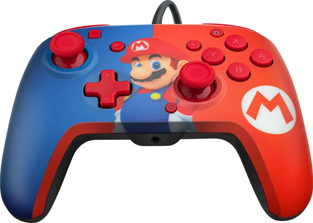 PDP Faceoff Deluxe+ Controller Nintendo Switch - Mario - Rood/Blauw - afbeelding 6 van 6