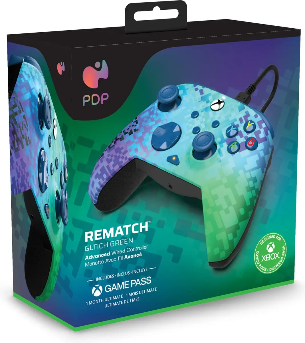 PDP Rematch Gaming Controller 049-023-GG - Xbox Series X|S/One - Glitch Green - afbeelding 6 van 6